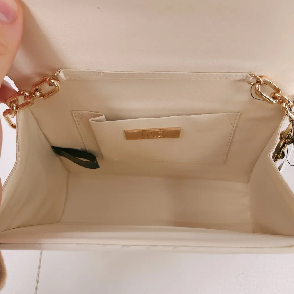I.N.C Diamond Mesh East West Clutch Classic Gold‎ Chain Strap Magnetic Snap